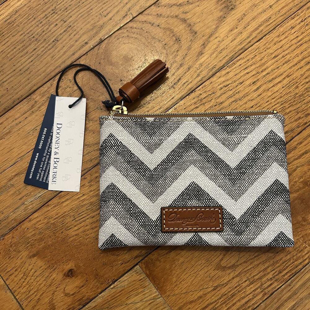 NEW Dooney & Bourke Zig Zag Striped Coin Purse Pouch Bag Wallet